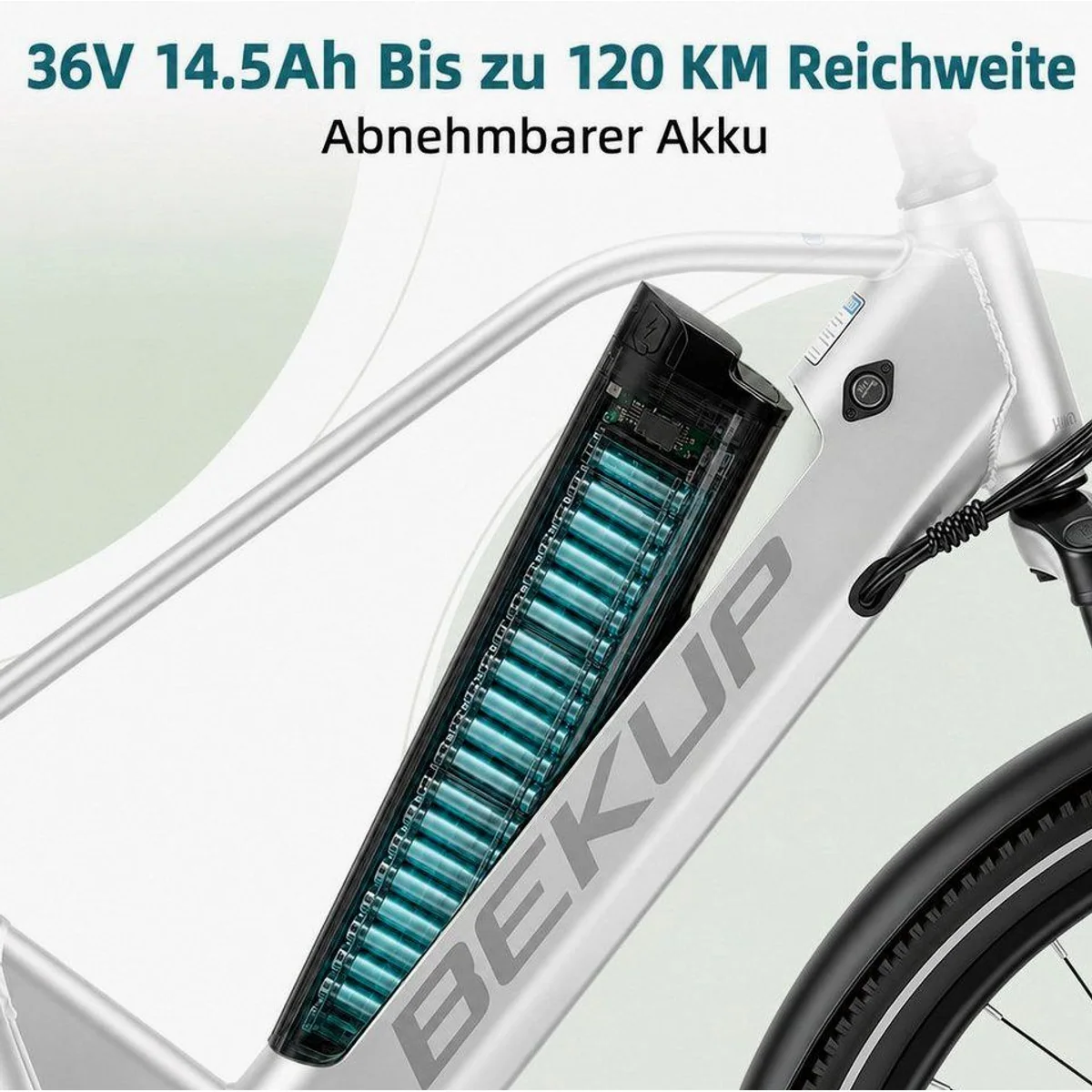 BEKUP V2 E-Bike Cityrad, 522 Wh Akku, 45 Nm, 7 Gang Shimano — für Pendler und Freizeitfahrer 5