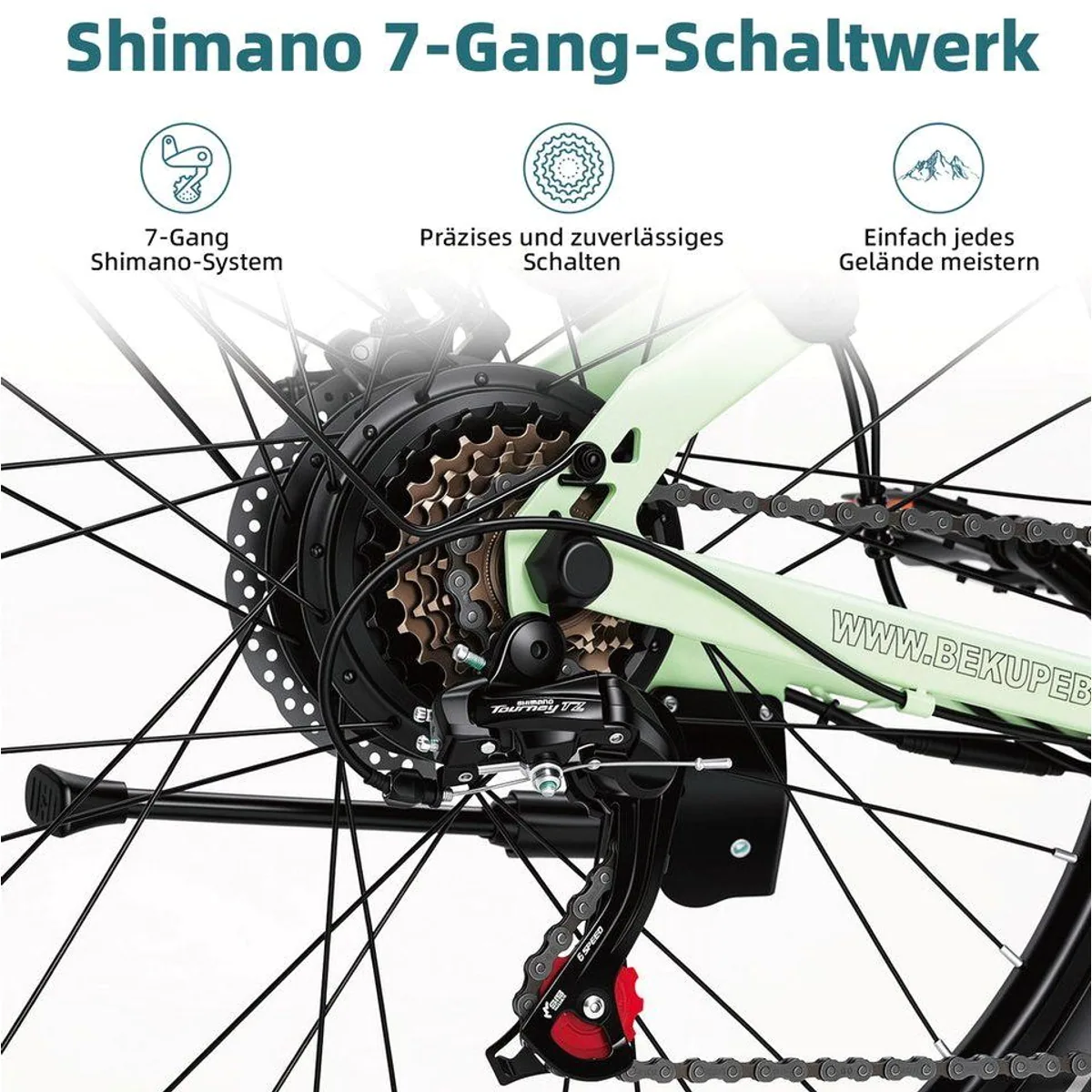 BEKUP E-Bike Cityrad, 250 W Motor, 522 Wh Akku, 7-Gang Shimano 4