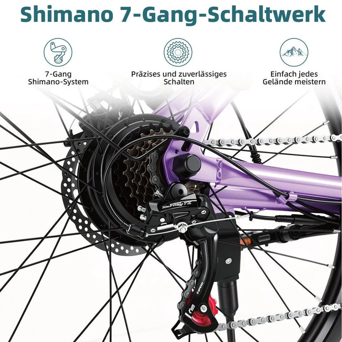 BEKUP E-Bike Cityrad V1, 522 Wh Akku, 250 W Hinterradmotor, Shimano 7-Gang 4