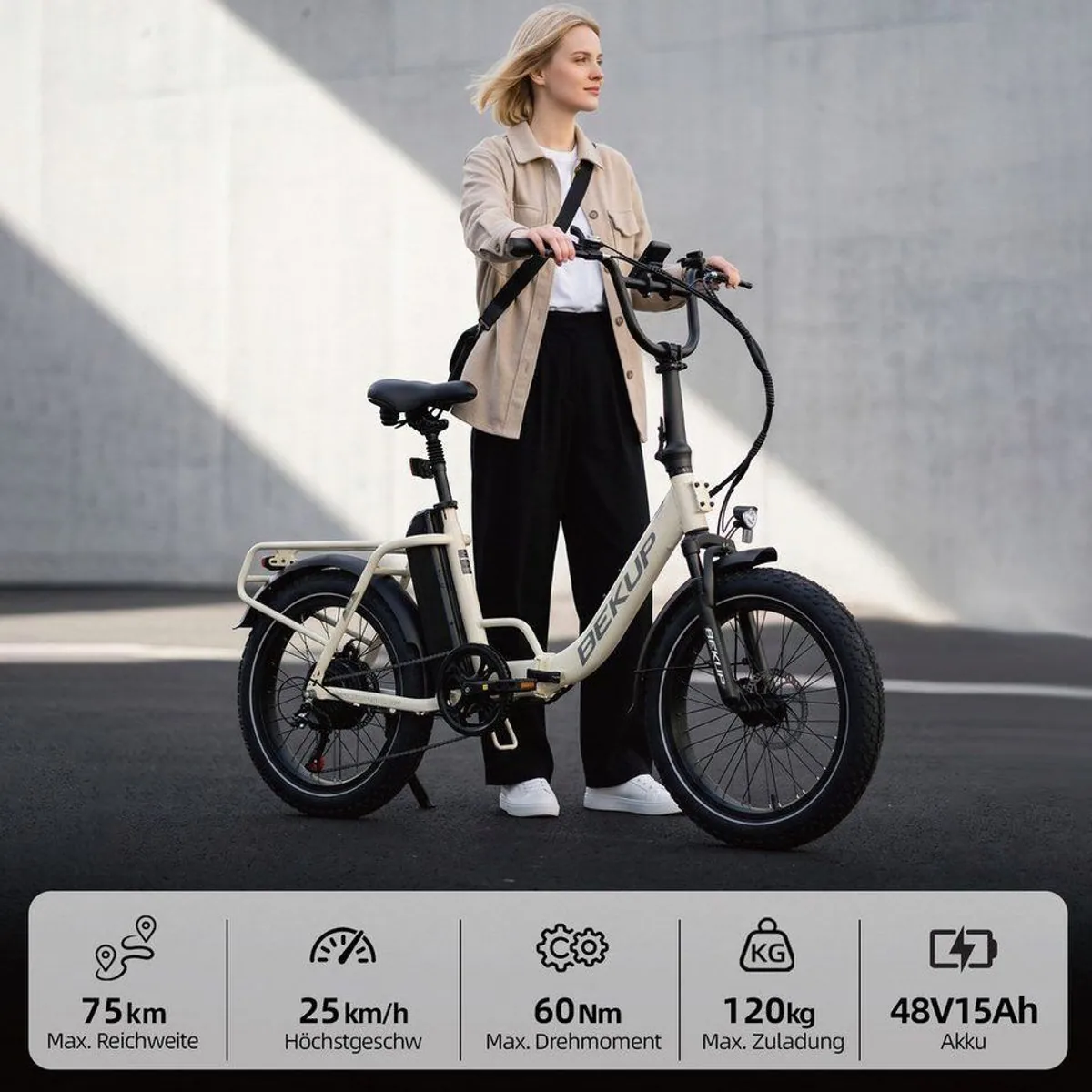 BEKUP S3 E-Bike Klapprad, 720 Wh Akku, 60 Nm Heckmotor, Shimano 7-Gang 4
