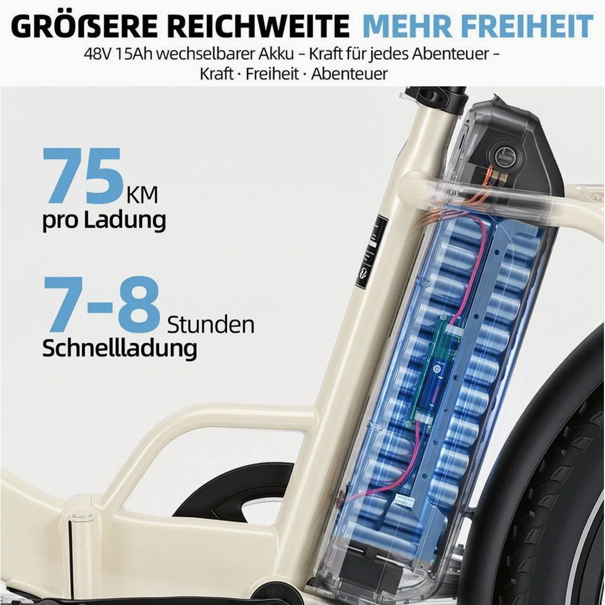 BEKUP S3 E-Bike Klapprad, 75 km Reichweite, 7-Gang Shimano, komfortable Federung 3