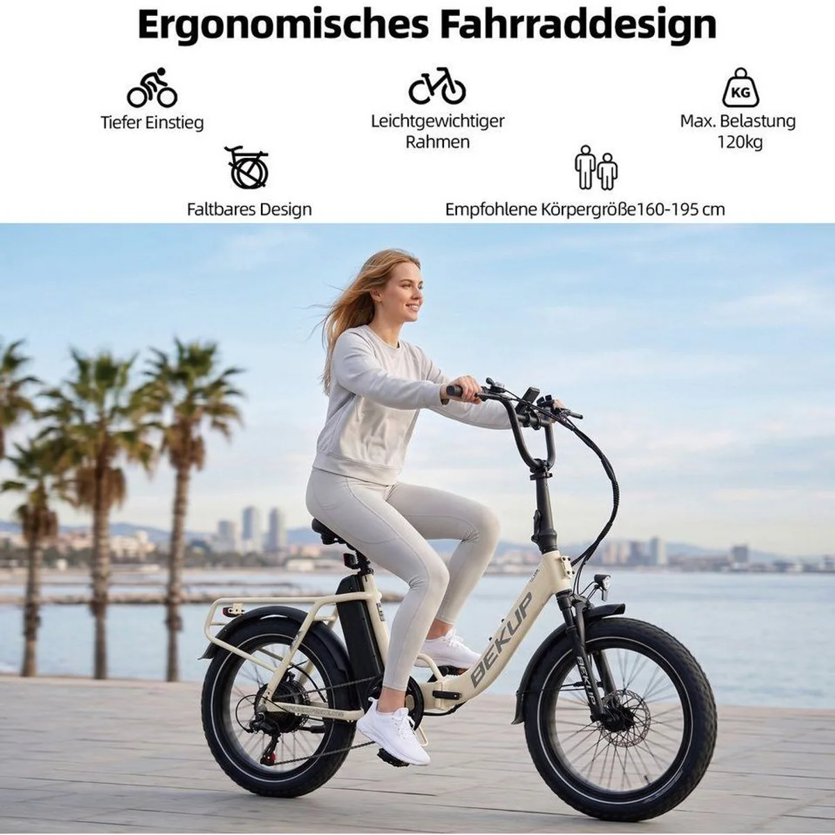BEKUP S3 E-Bike Klapprad, 75 km Reichweite, 7-Gang Shimano, komfortable Federung 4