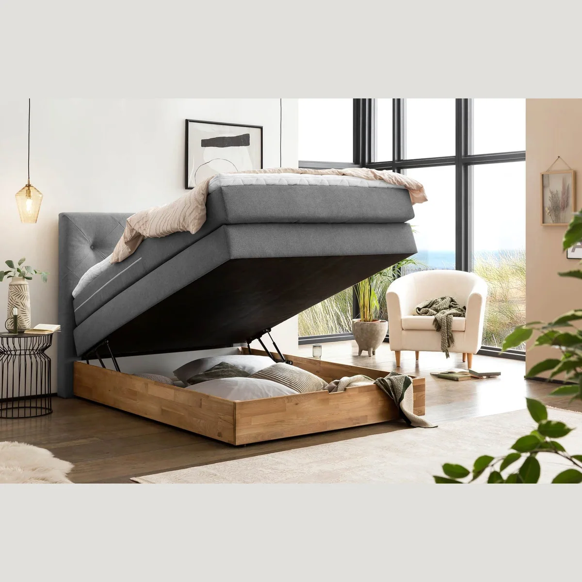 Belanoti Boxspringbett Marbo, 140x200 cm, 7-Zonen-TFK, Visco-Topper, Bettkasten 2