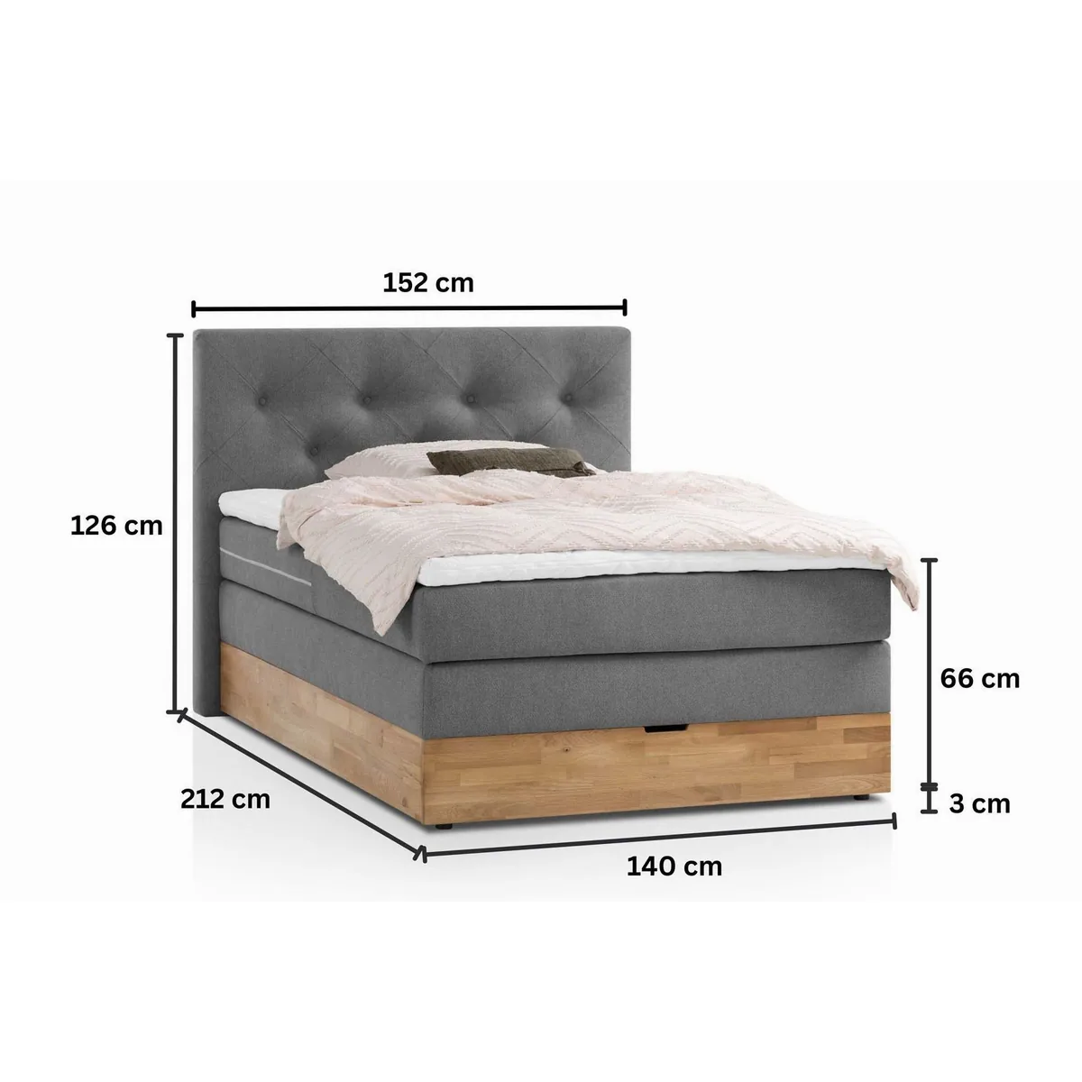 Belanoti Boxspringbett Marbo, 140x200 cm, 7-Zonen-TFK, Visco-Topper, Bettkasten 4