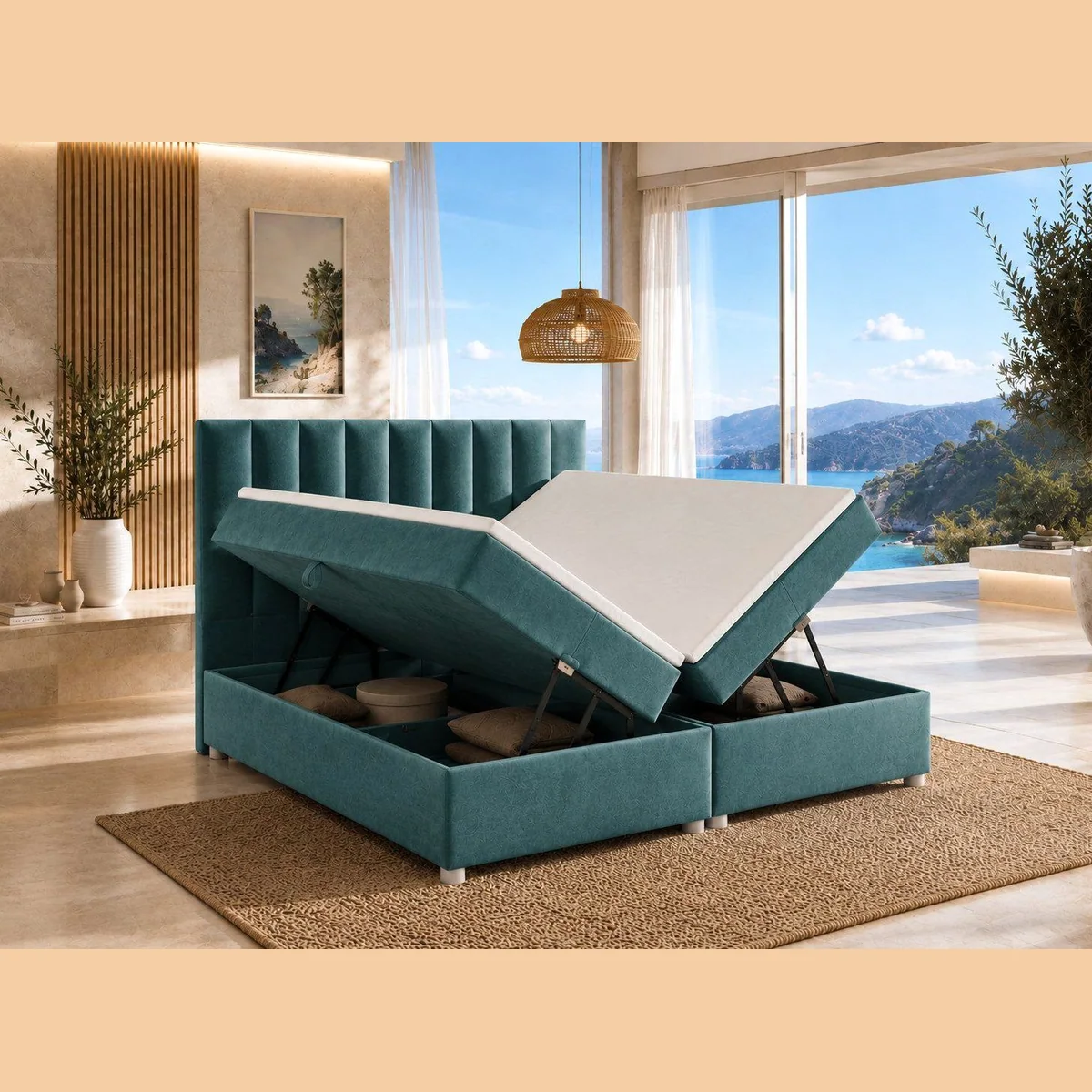 Best for Home Boxspringbett Trinity K-10, Stauraum & 7-Zonen Komfort-Topper — elegantes Design, hohe Stabilität, druckentlastender Komfort 2
