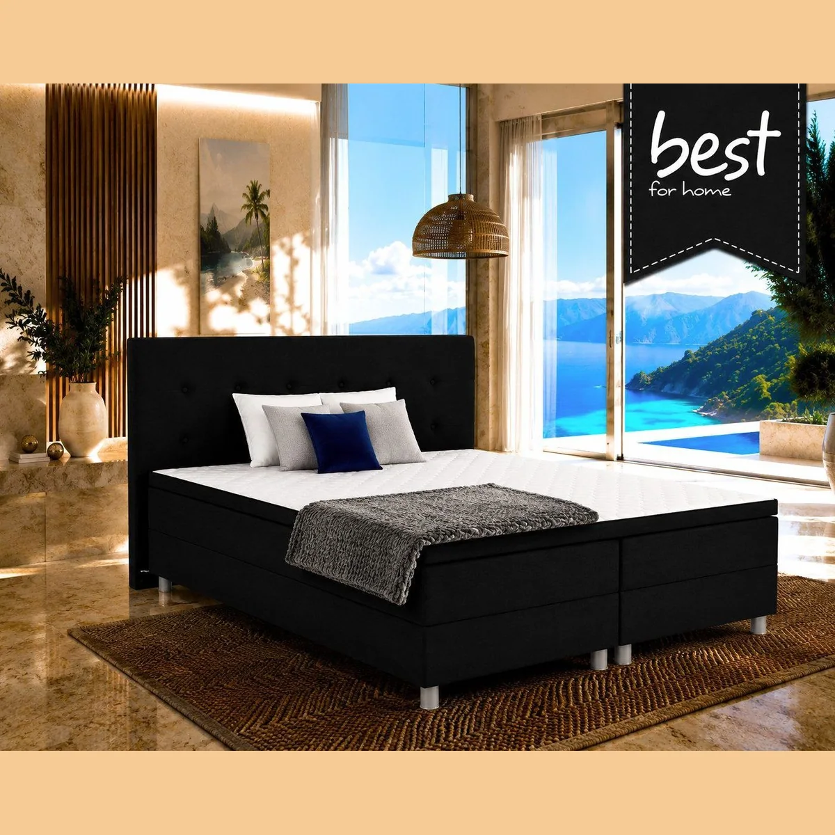 Best for Home Boxspringbett Neo Sawana, ergonomischer Schlafkomfort mit 7-Zonen-Matratze und Topper 3