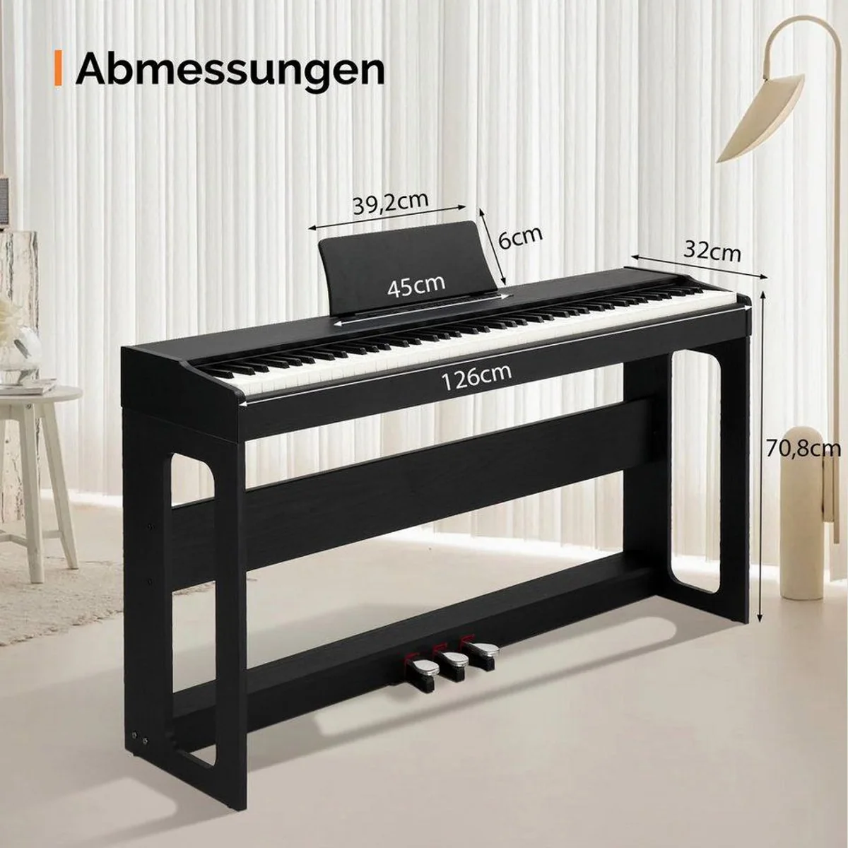 Bonnlo Digitalpiano 88 Tasten, vollgewichtete Tasten, Bluetooth, Kopfhörermodus 2