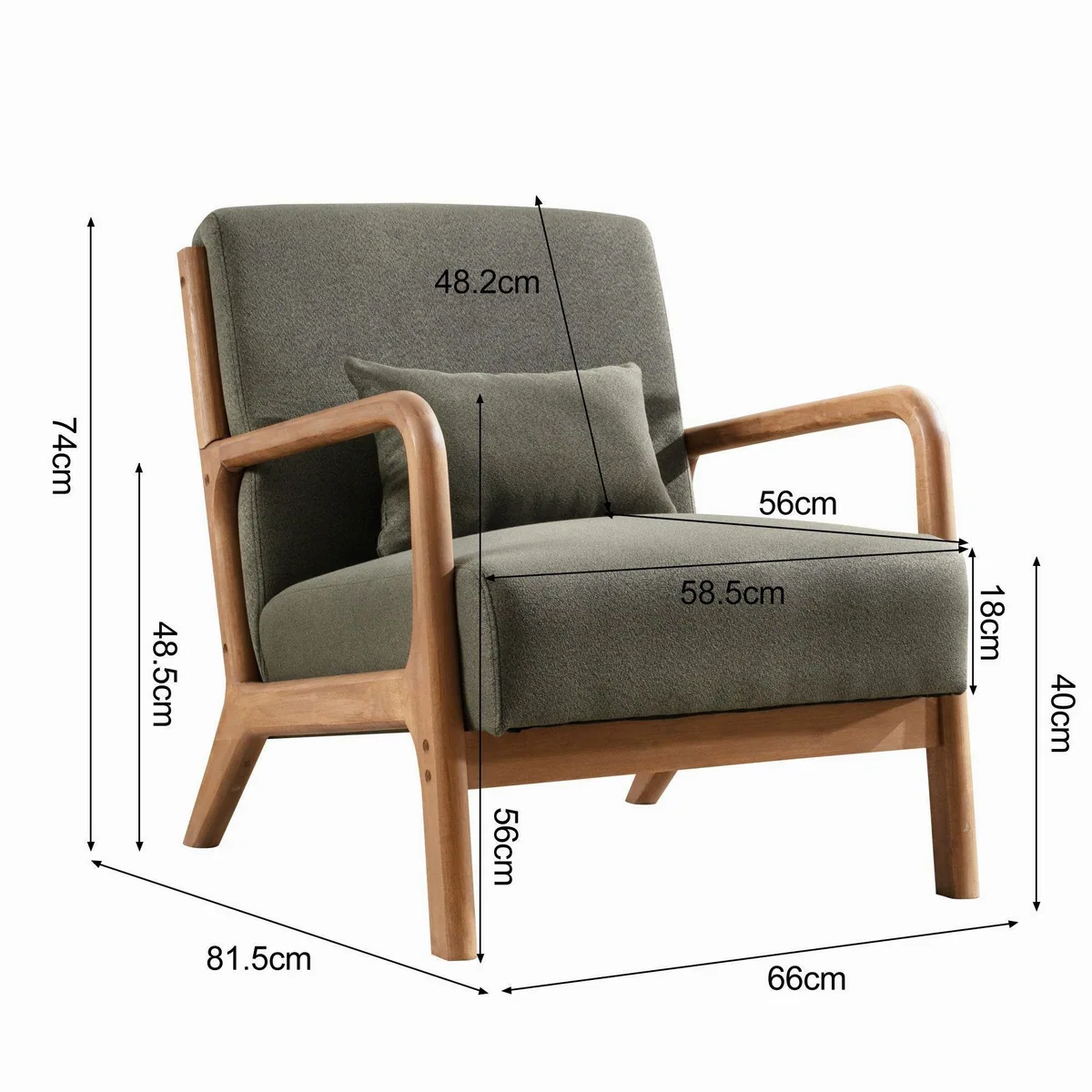 Bonzy Home Loungesessel, ergonomisch, mit Kissen & Armlehnen — 150 kg belastbar, komfortable Polsterung, ideal für Wohnzimmer 2