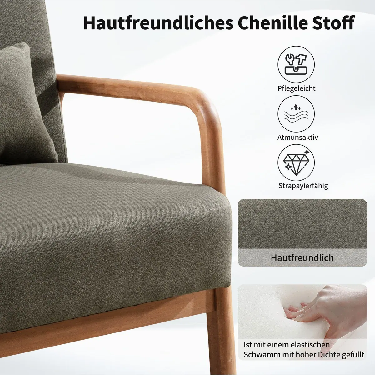 Bonzy Home Loungesessel, ergonomisch, mit Kissen & Armlehnen — 150 kg belastbar, komfortable Polsterung, ideal für Wohnzimmer 5