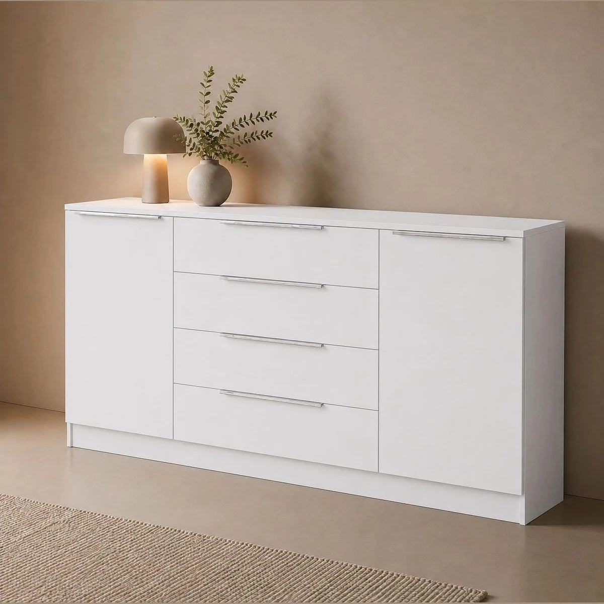 borchardt Möbel Kommode Oliva, modernes Sideboard mit 2 Türen und 4 Schubkästen