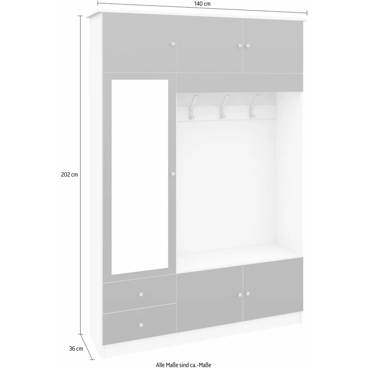 borchardt Möbel Kompakta Garderobenschrank, moderner Look, maximaler Stauraum, pflegeleichte Oberflächen 2