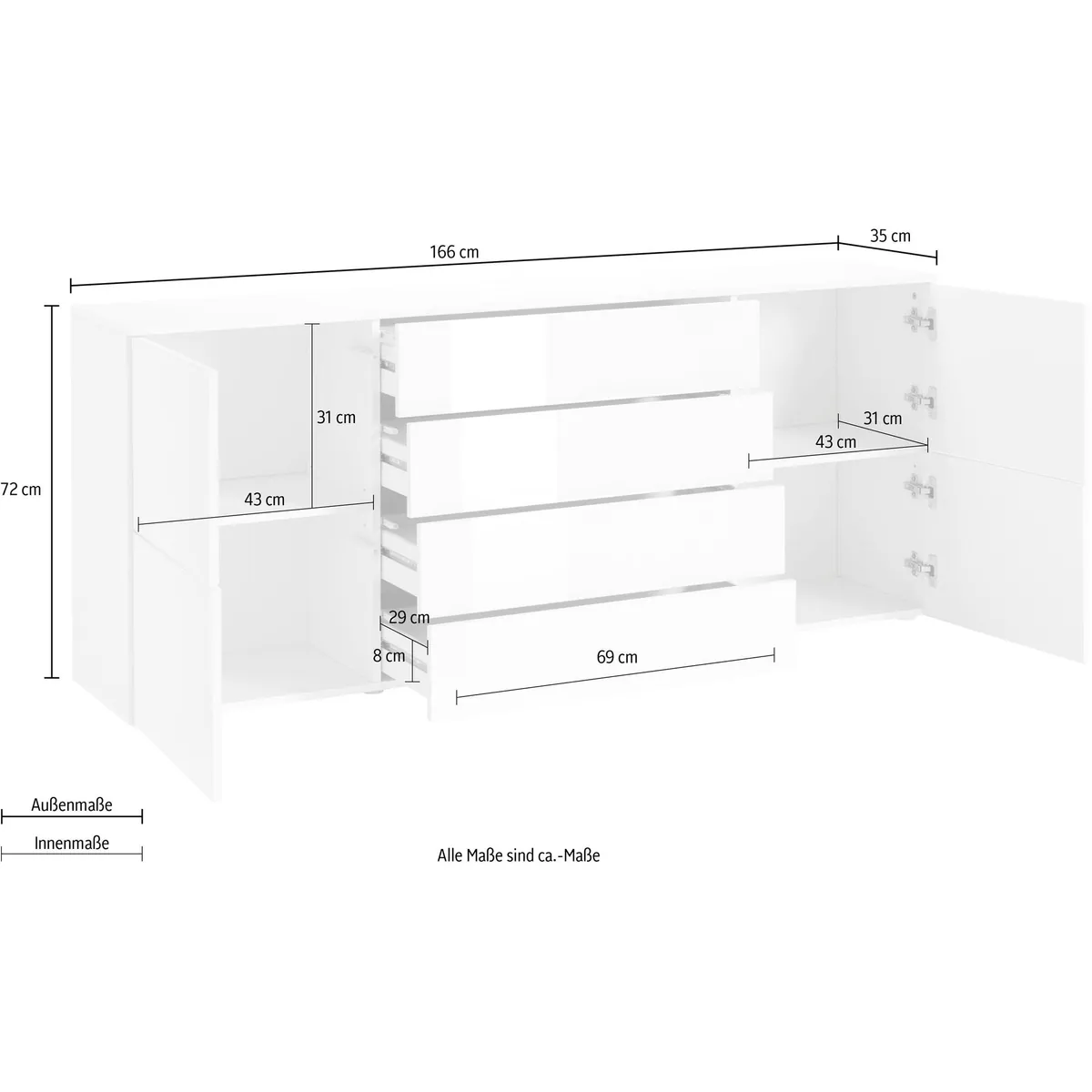 borchardt Möbel Rova Sideboard, modernes Design, praktische Push-to-Open-Funktion 4