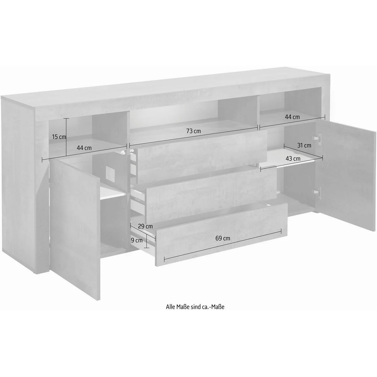 borchardt Möbel Sideboard Santa Fé, modernes Design, großzügiger Stauraum 5