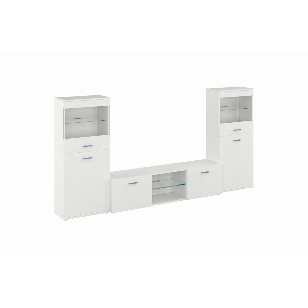 borchardt Möbel Wohnwand Scala, moderne 3-teilige Mediawand mit Vitrinen und Lowboard 5