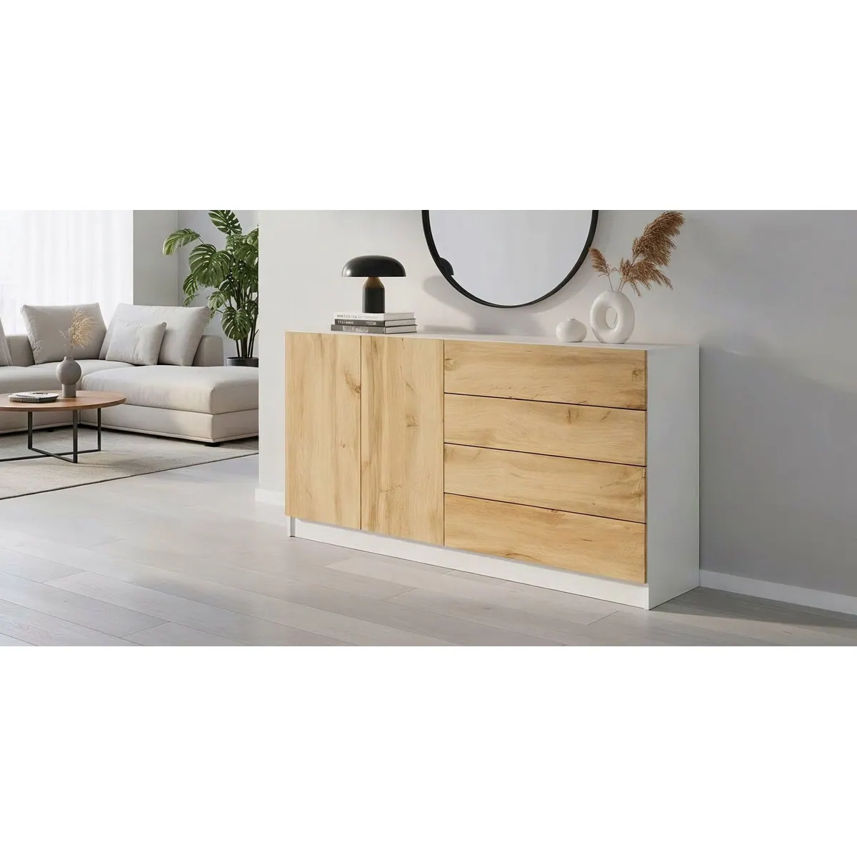 borchardt Möbel Sideboard Vaasa, grifflos, viel Stauraum — 152 cm Breite, moderne Eleganz 3
