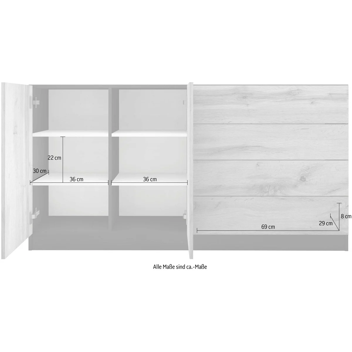 borchardt Möbel Sideboard Vaasa, grifflos, viel Stauraum — 152 cm Breite, moderne Eleganz 5