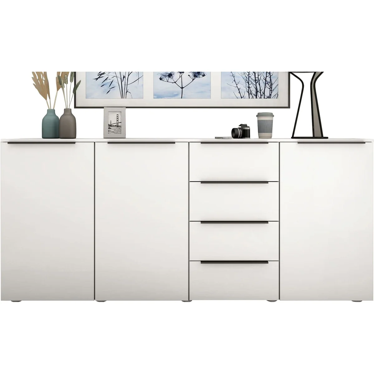 borchardt Möbel Highboard Tom, modernes Design, vielseitig einsetzbar, 3 Türen & 4 Schubkästen