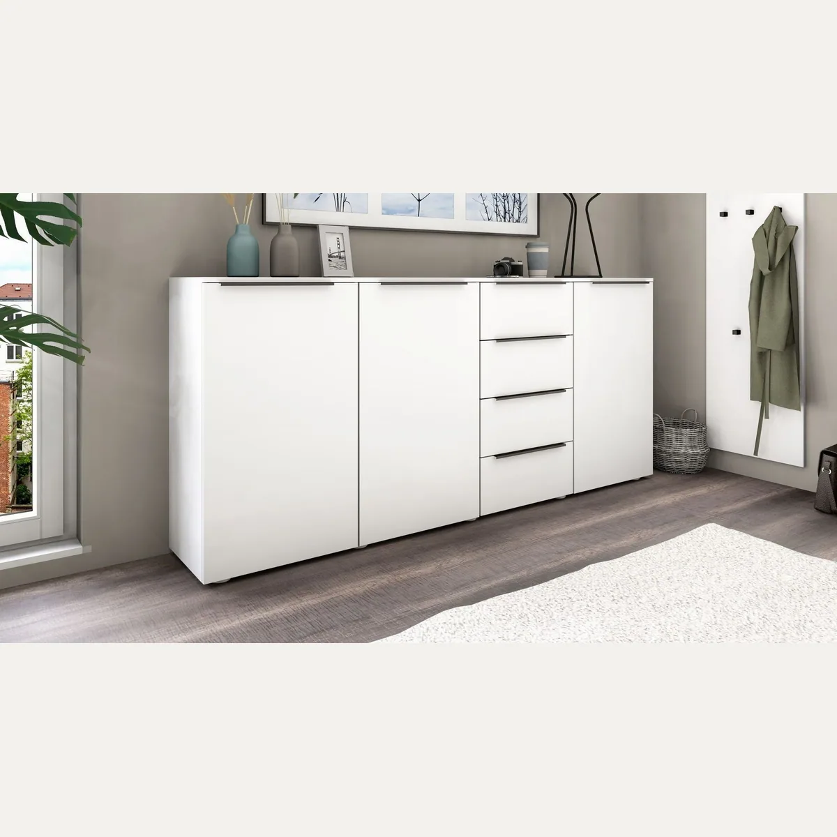 borchardt Möbel Highboard Tom, modernes Design, vielseitig einsetzbar, 3 Türen & 4 Schubkästen 3