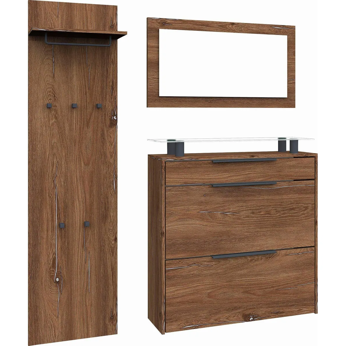 borchardt Möbel Garderoben-Set Tom, modernes Design, praktischer Stauraum, inklusive Spiegel 2