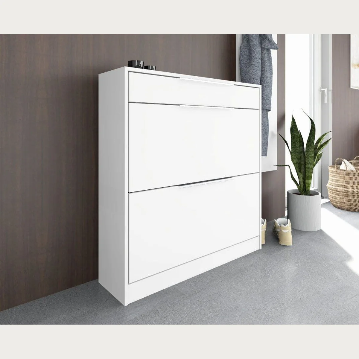 borchardt Möbel Schuhschrank Oliva, stilvoll & funktional mit Aluminiumgriffen