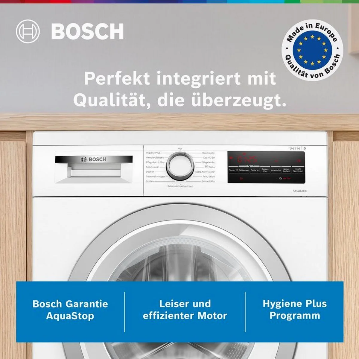 BOSCH WUU28T70 Waschmaschine, 8 kg, 1400 U/min, unterbaufähig, Speed Perfect, Hygiene Plus 2