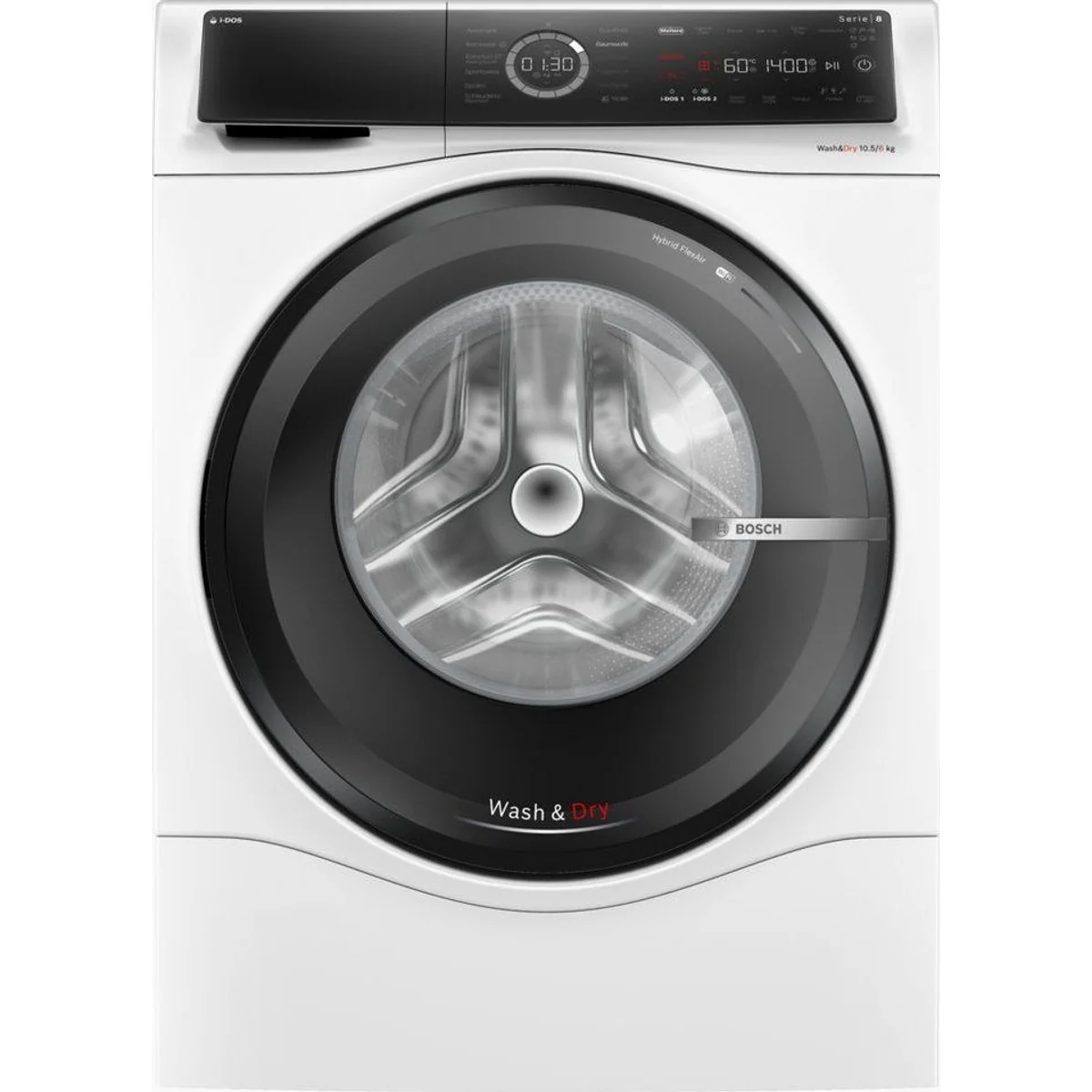 BOSCH Waschtrockner Serie 8 WNC254A40, 10,5 kg, 6 kg, 1400 U/min — intelligente Waschmitteldosierung, Home Connect, Iron Assist