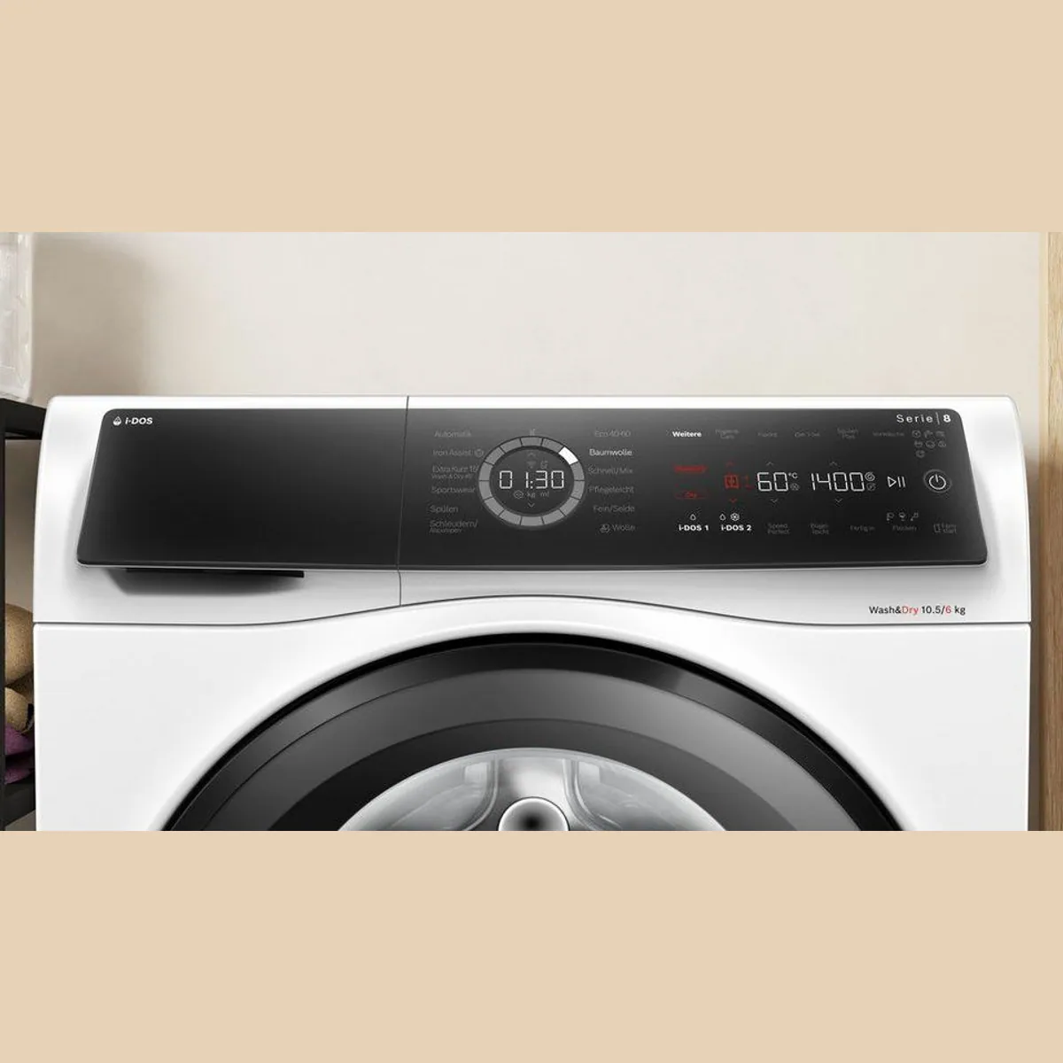 BOSCH Waschtrockner Serie 8 WNC254A40, 10,5 kg, 6 kg, 1400 U/min — intelligente Waschmitteldosierung, Home Connect, Iron Assist 4