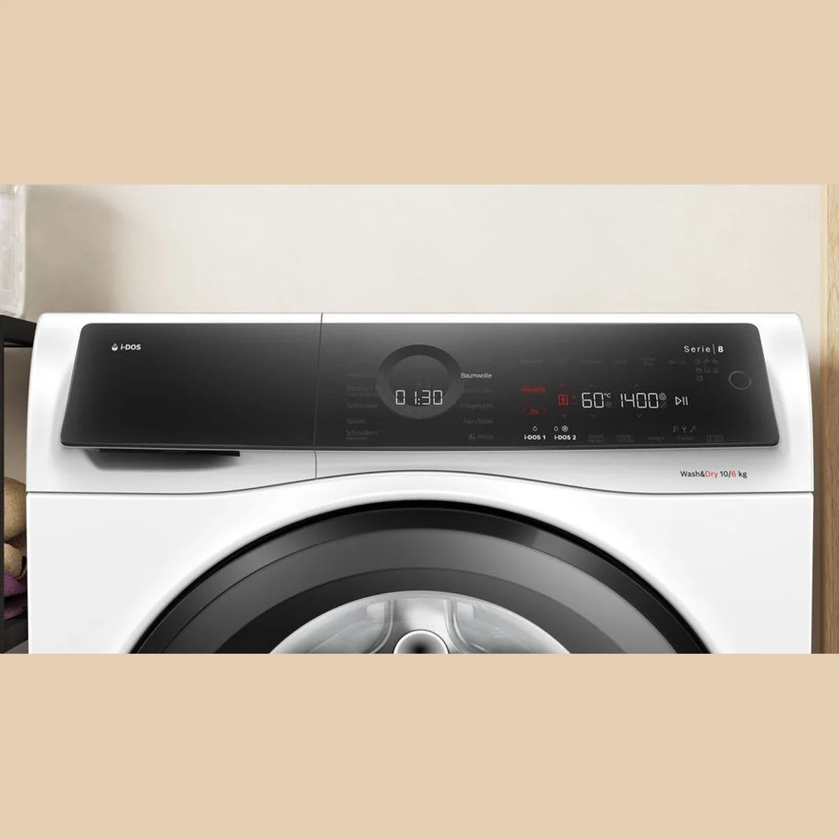 BOSCH Waschtrockner Serie 8 WNC254A40, 10,5 kg, 6 kg, 1400 U/min — intelligente Waschmitteldosierung, Home Connect, Iron Assist 5