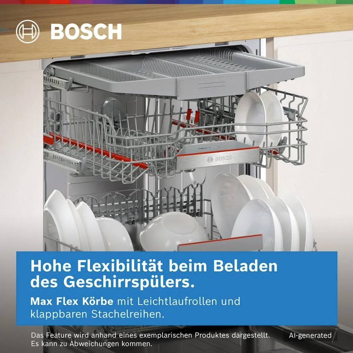BOSCH SMV4ECX32E Geschirrspüler, 14 Maßgedecke, Türöffnung gegen Kondenswasser, Max Flex Körbe 3