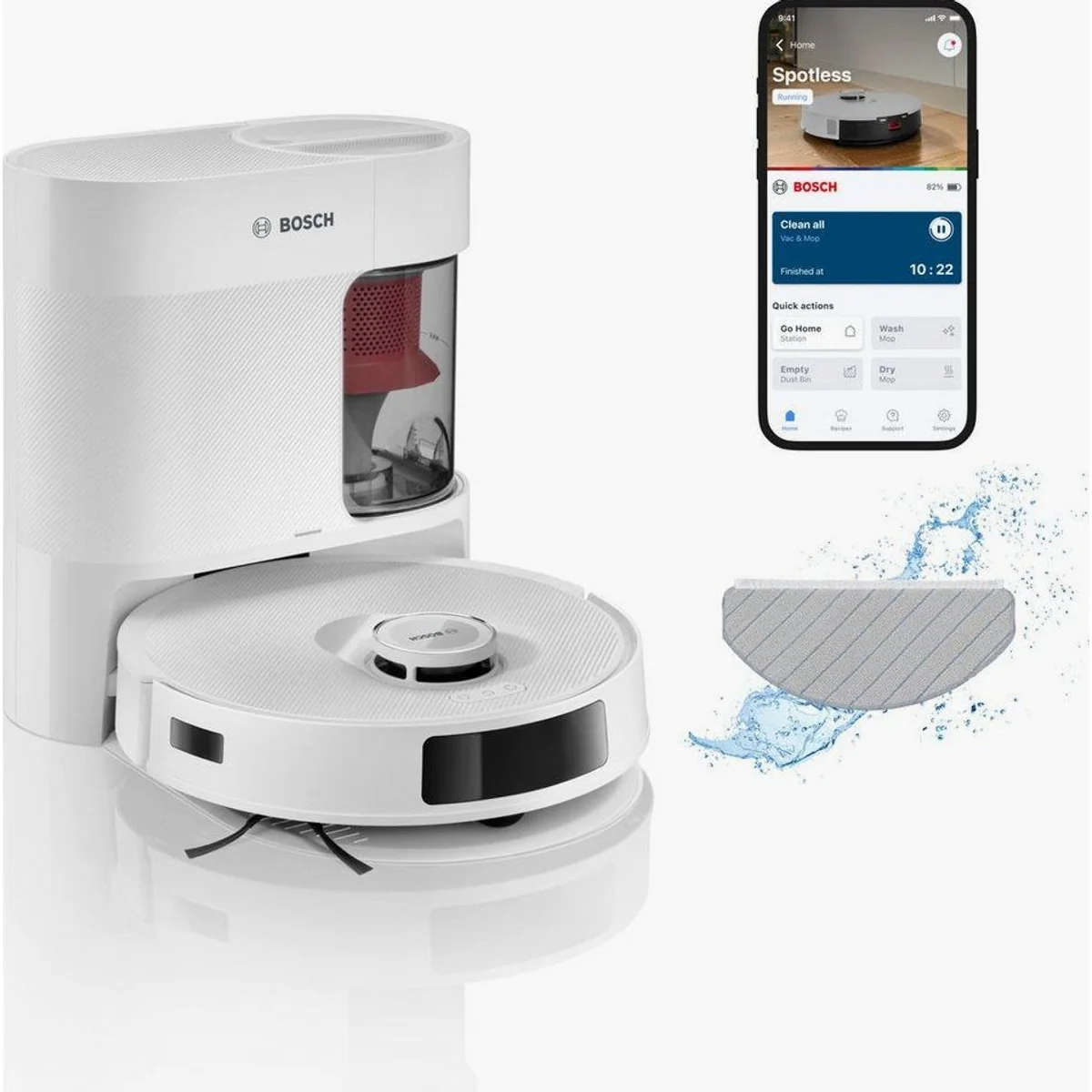 BOSCH Saugroboter Spotless BCRD1W, hohe Saugkraft, Wischfunktion, smartes Design