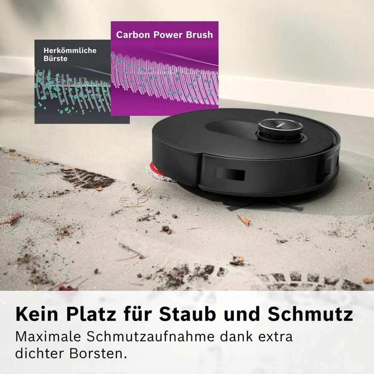 BOSCH Saugroboter Spotless Max BCRDW3B, 11.000 Pa Saugkraft, Wischfunktion, Carbon Bürste 3