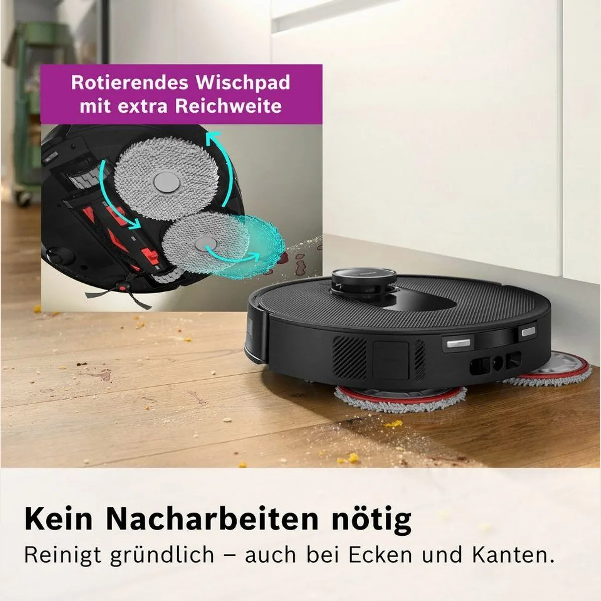 BOSCH Saugroboter Spotless Max BCRDW3B, 11.000 Pa Saugkraft, Wischfunktion, Carbon Bürste 4