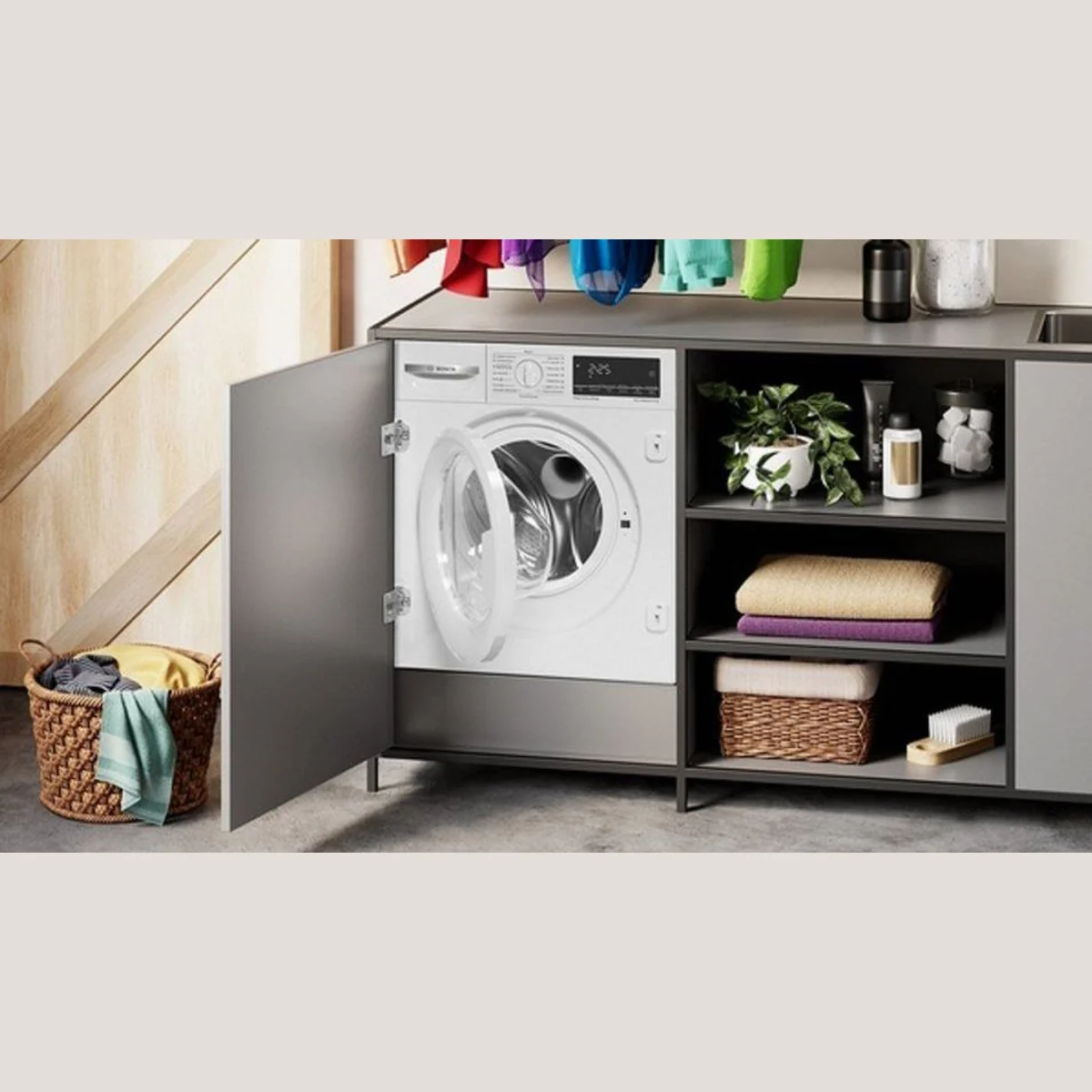 BOSCH Waschtrockner Serie 6 WKD28490, 1400 U/min, Einbau, AquaStop 3