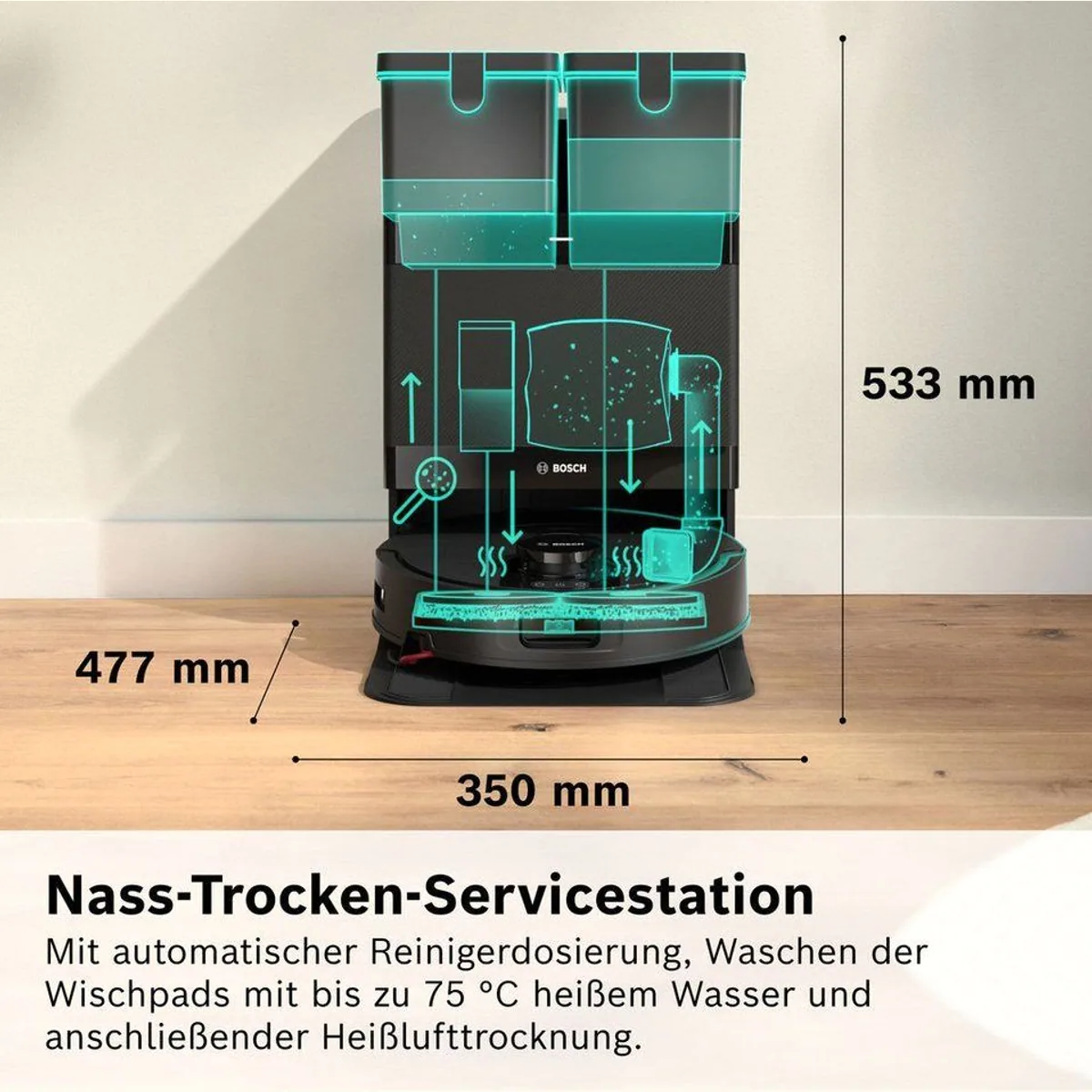 BOSCH Spotless 2 Saug- und Wischroboter, 25.000 Pa Saugkraft, intelligente Navigation 4