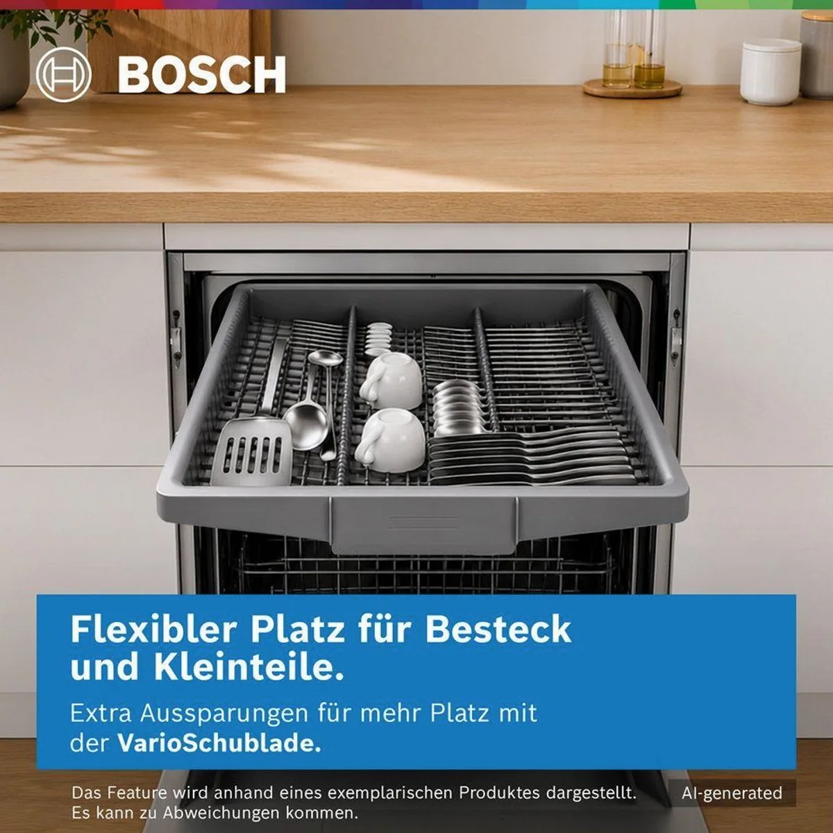 BOSCH Geschirrspüler Serie 2 SBV2HVX06E, 14 Maßgedecke, flexibles Beladen, gründliches Trocknen 3