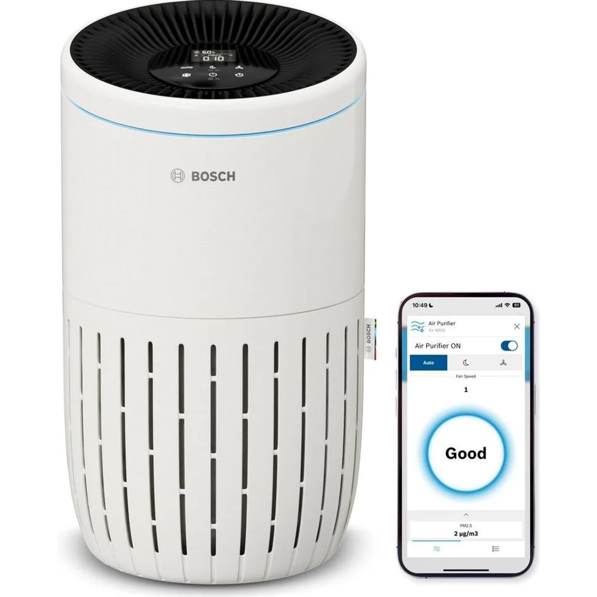 BOSCH Air 4000i Luftreiniger, App-steuerbar, für 62 m² Räume, 3-in-1 Filter