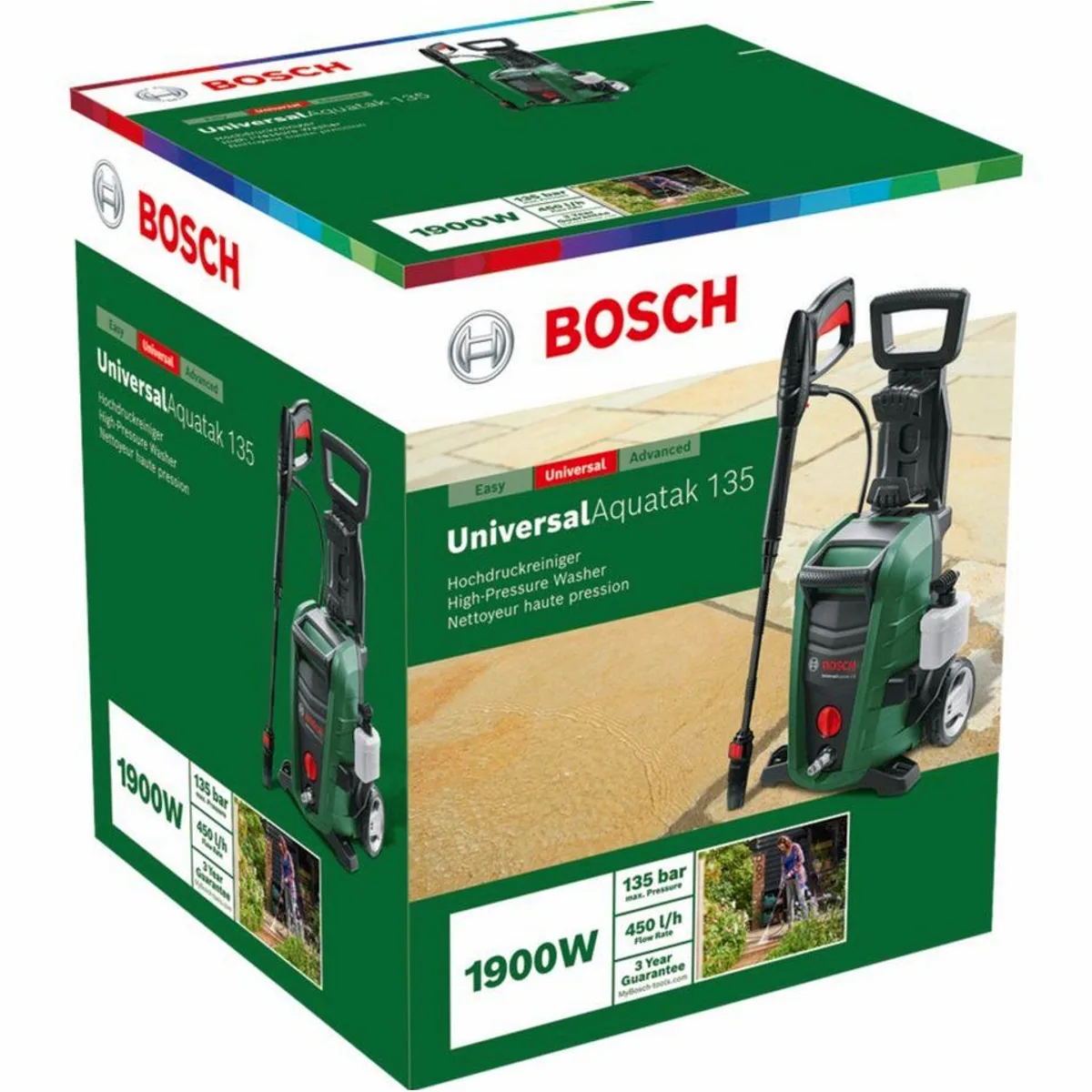 BOSCH UniversalAquatak 135 Hochdruckreiniger, 135 bar Druck, vielseitige 3-in-1-Düse 3