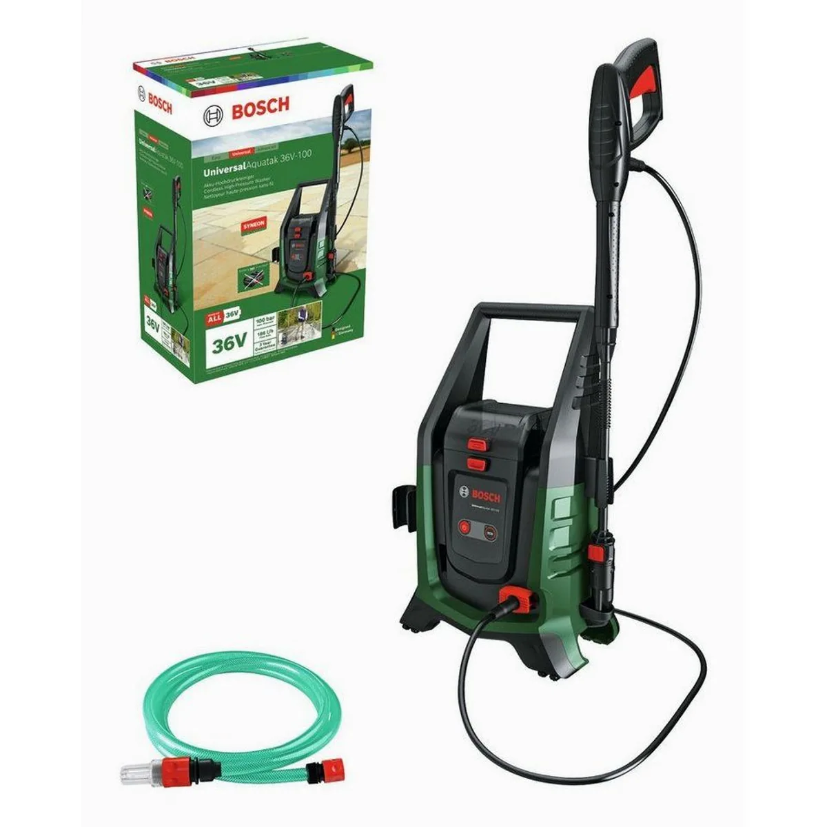 BOSCH UniversalAquatak 36V-100 Akku-Druckreiniger, 100 bar Druck, Selbstansaugkit