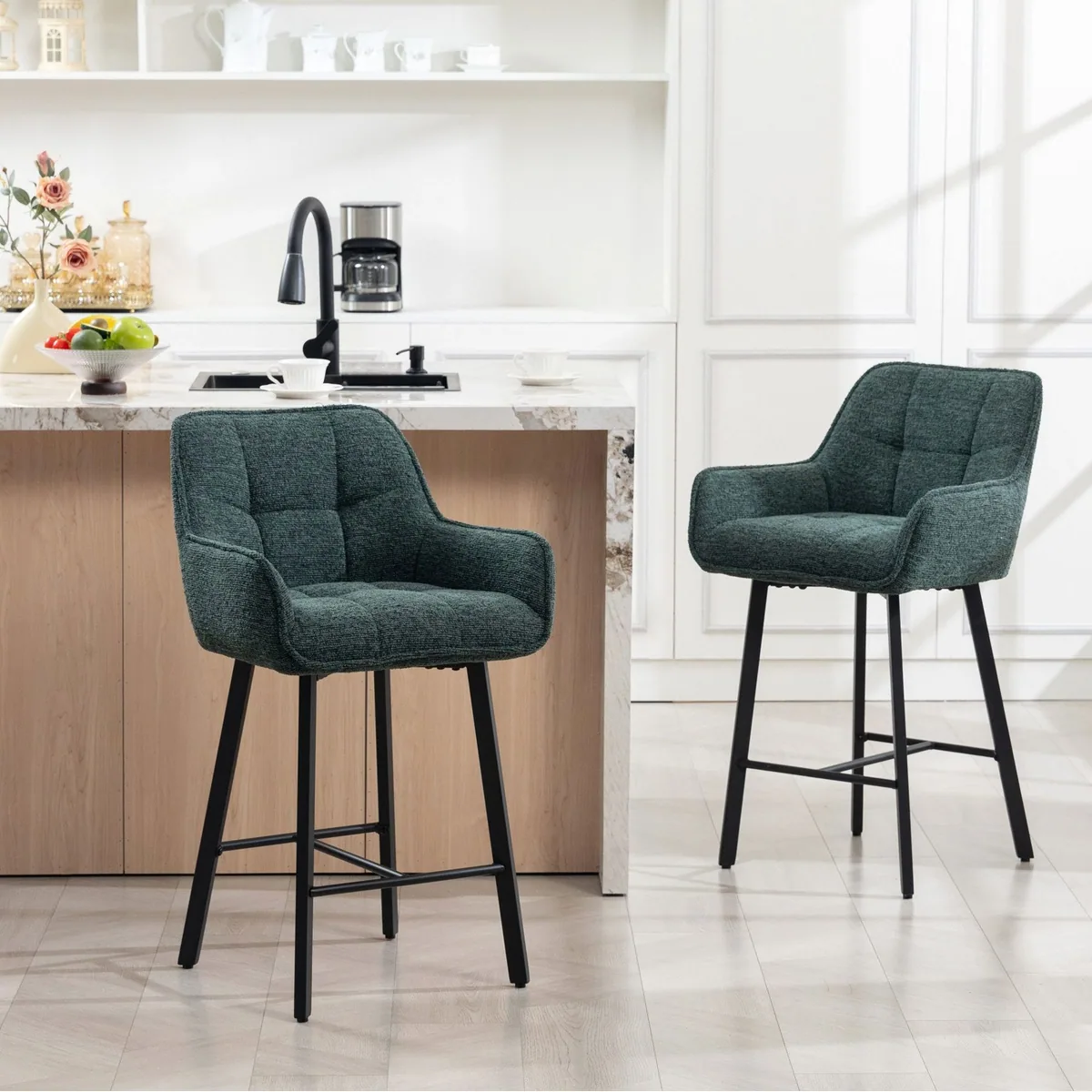 BRTHORY Barhocker 2er Set, ergonomisch, höhenverstellbar, stabil — ideal für Bars und Küchen 3