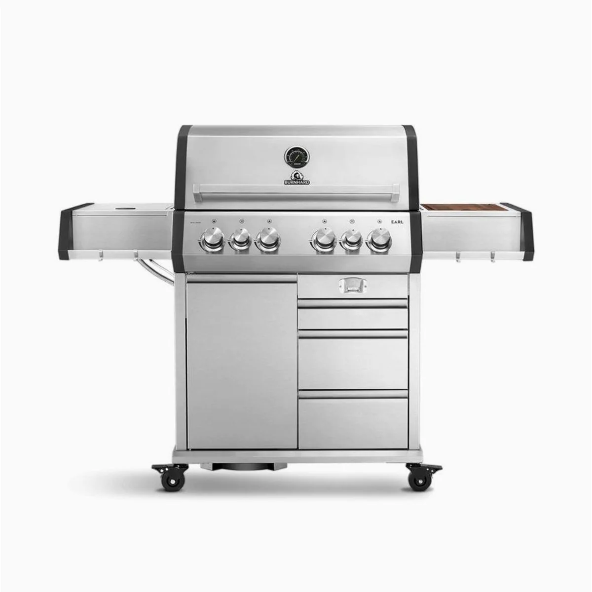 BURNHARD Big EARL Gasgrill 4-Brenner, Gusseisen Grillrost, inkl. Abdeckhaube