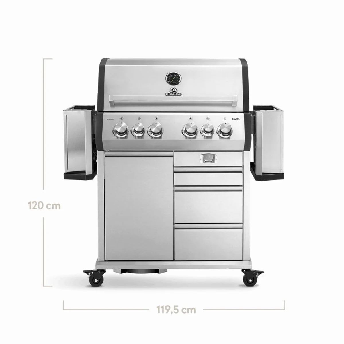 BURNHARD Big EARL Gasgrill 4-Brenner, Gusseisen Grillrost, inkl. Abdeckhaube 3