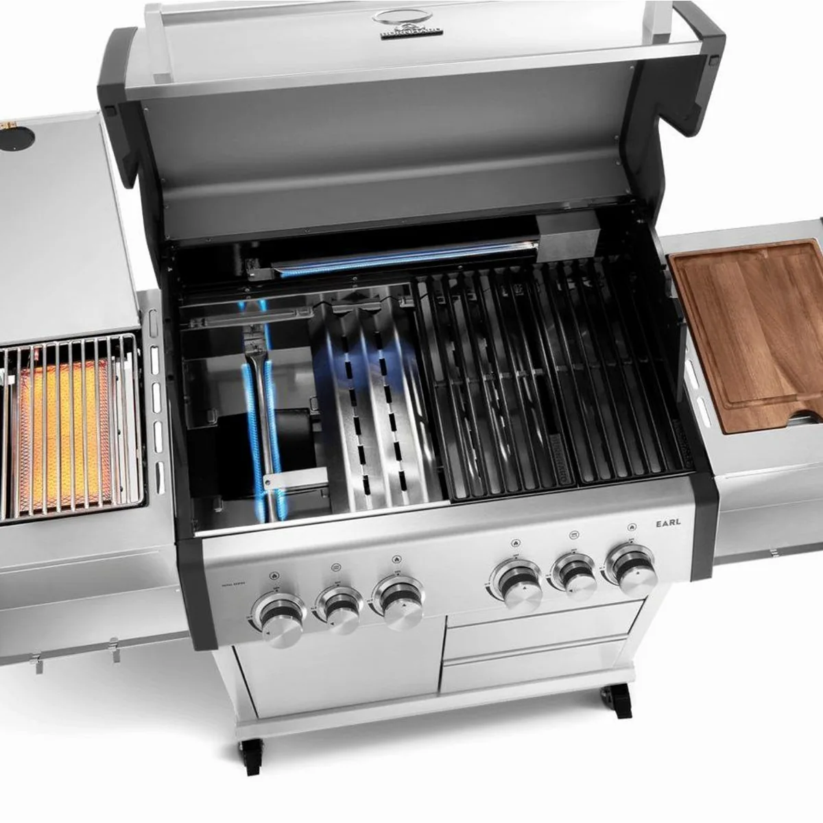 BURNHARD Big EARL Gasgrill 4-Brenner, Gusseisen Grillrost, inkl. Abdeckhaube 5