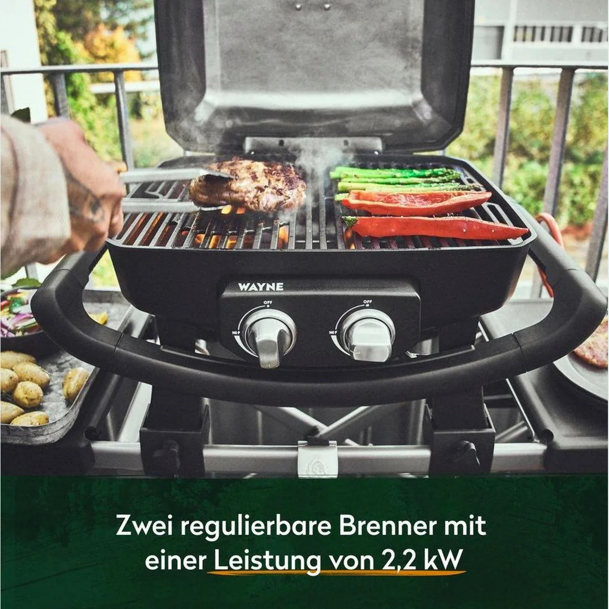 BURNHARD Gasgrill 2-Brenner WAYNE, 4,4 kW, kompakt und tragbar 4