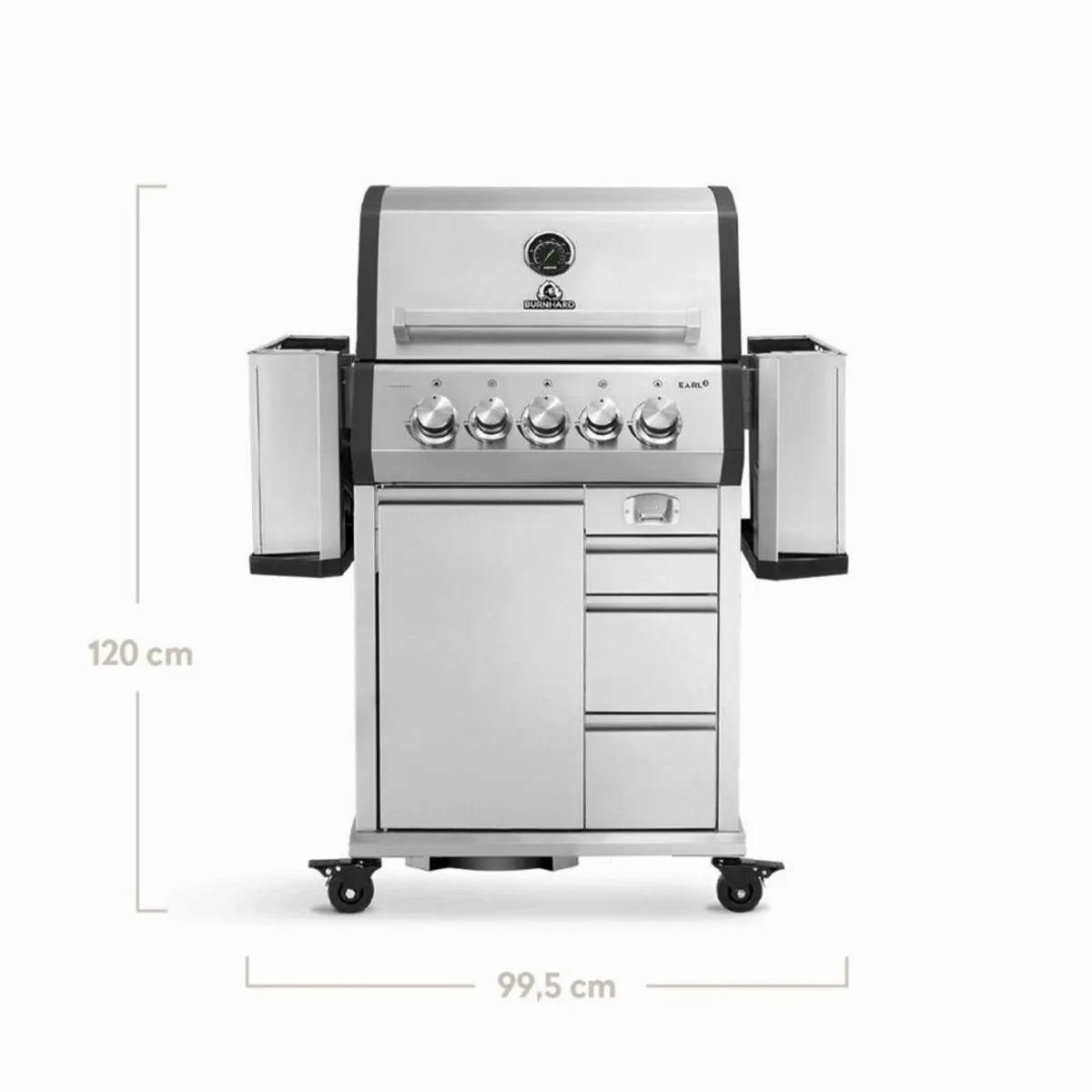 BURNHARD EARL Gasgrill 3-Brenner, Edelstahl Grillrost, Infrarot Keramikbrenner 3