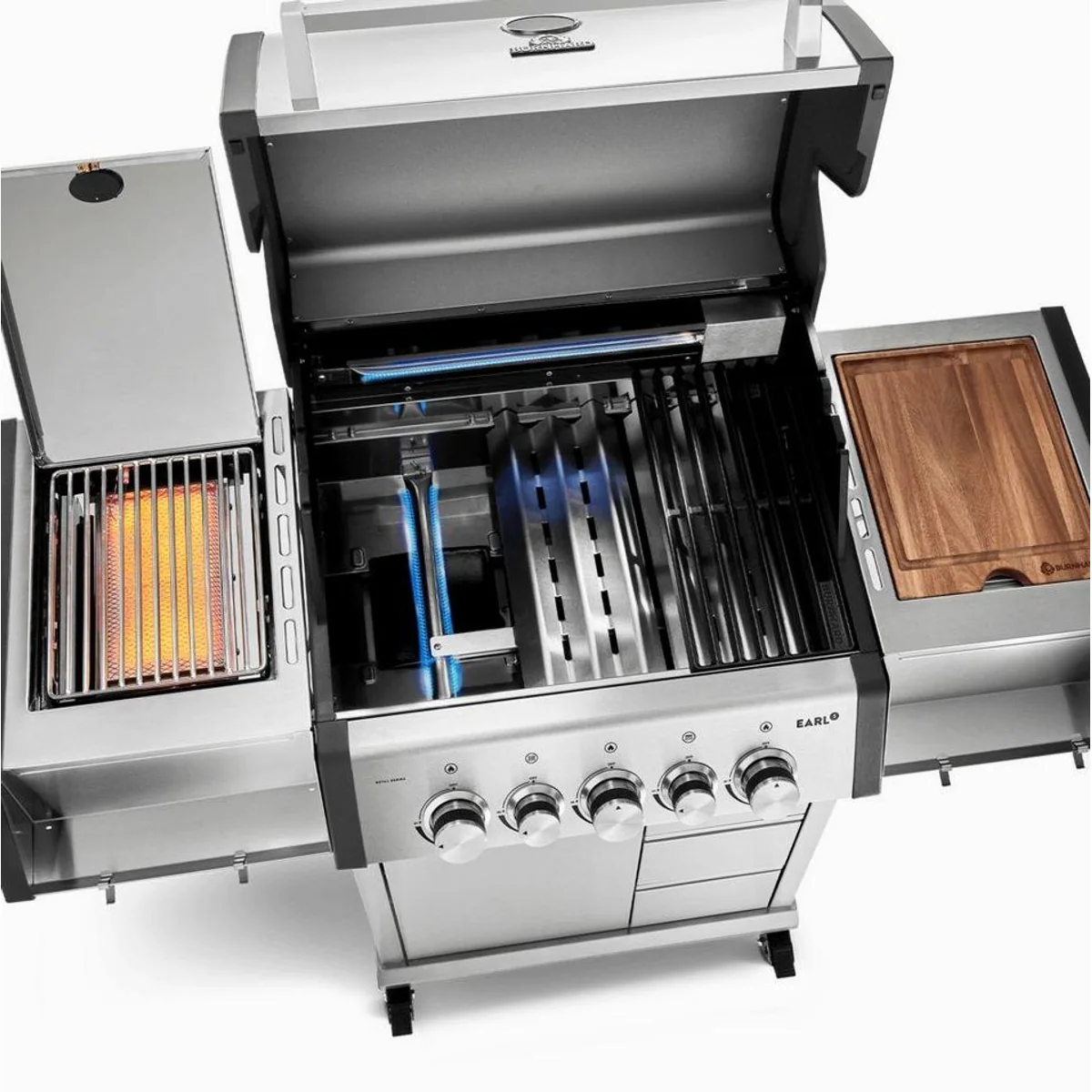 BURNHARD EARL Gasgrill 3-Brenner, Edelstahl Grillrost, Infrarot Keramikbrenner 5