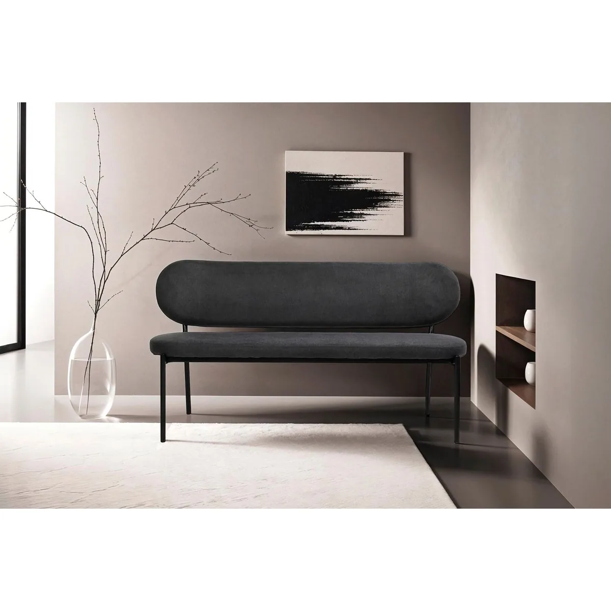 byLIVING Sitzbank Jersey, eleganter Webstoff, robustes Stahlgestell — 160 cm Breite, komfortable Rückenlehne 2
