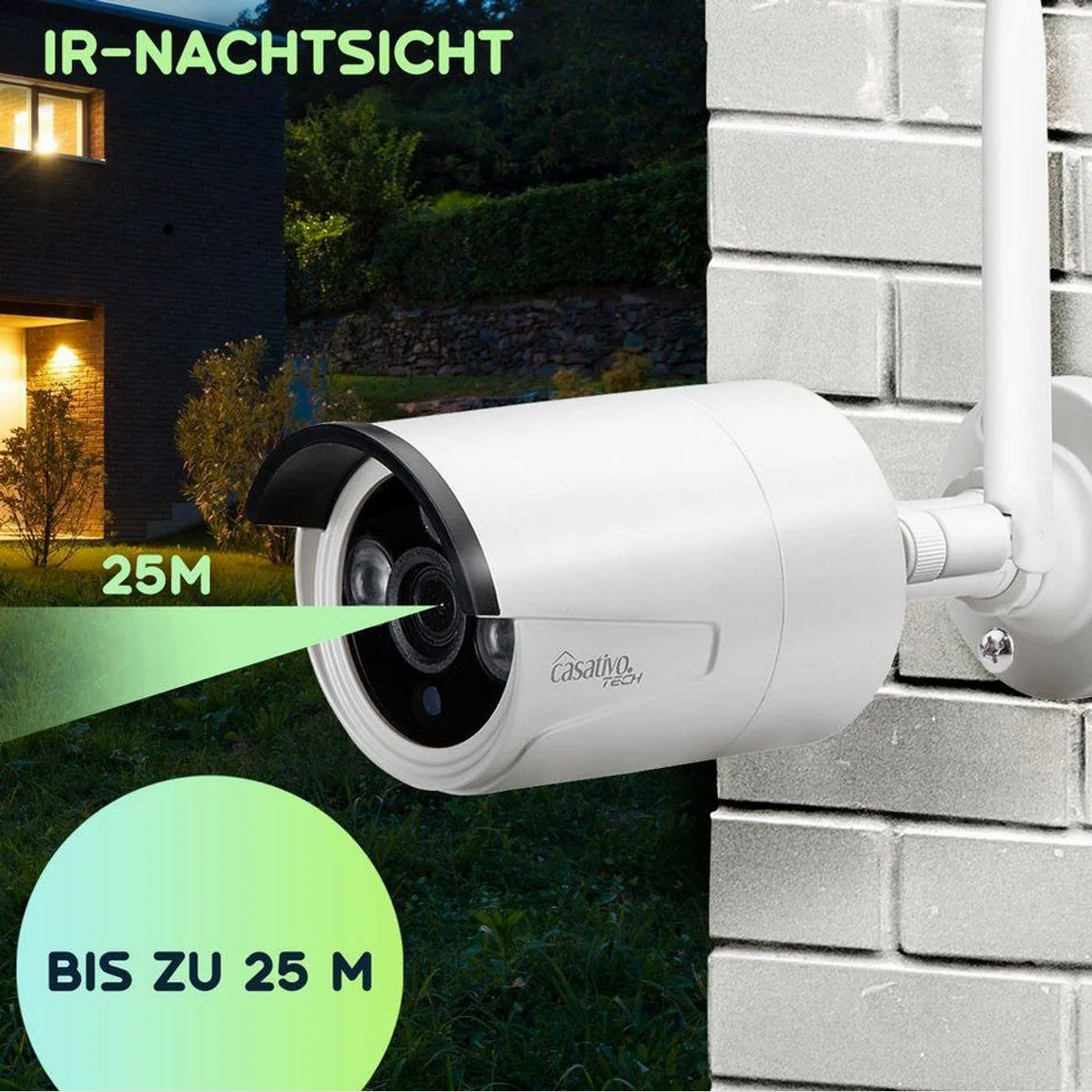 Casativo Überwachungskamera System, 150 m Reichweite, 8 QHD-2K IR-Kameras — Wetterfest, Personenerkennung, App-Zugriff 4