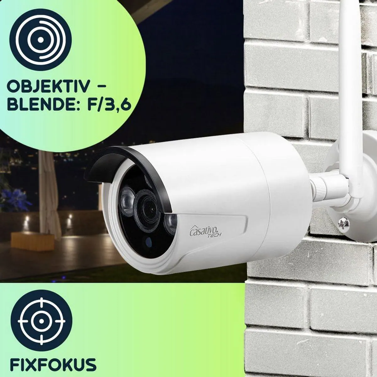 Casativo Überwachungskamera System, 150 m Reichweite, 8 QHD-2K IR-Kameras — Wetterfest, Personenerkennung, App-Zugriff 5