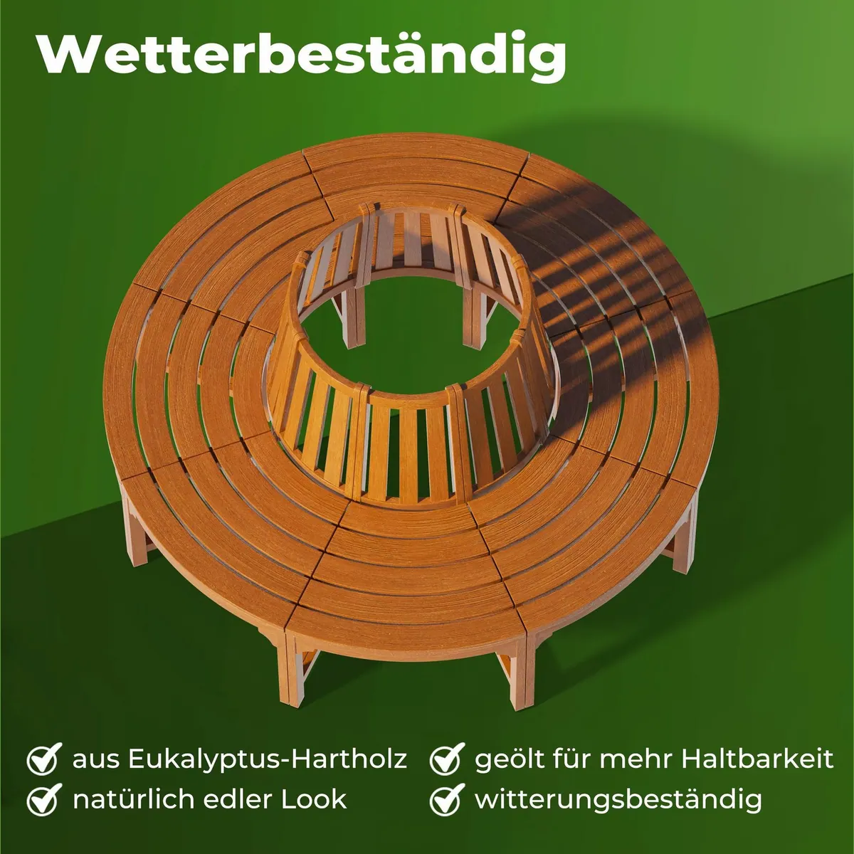 Casaria Baumbank, FSC-zertifiziertes Eukalyptus-Hartholz, wetterfest & langlebig 2