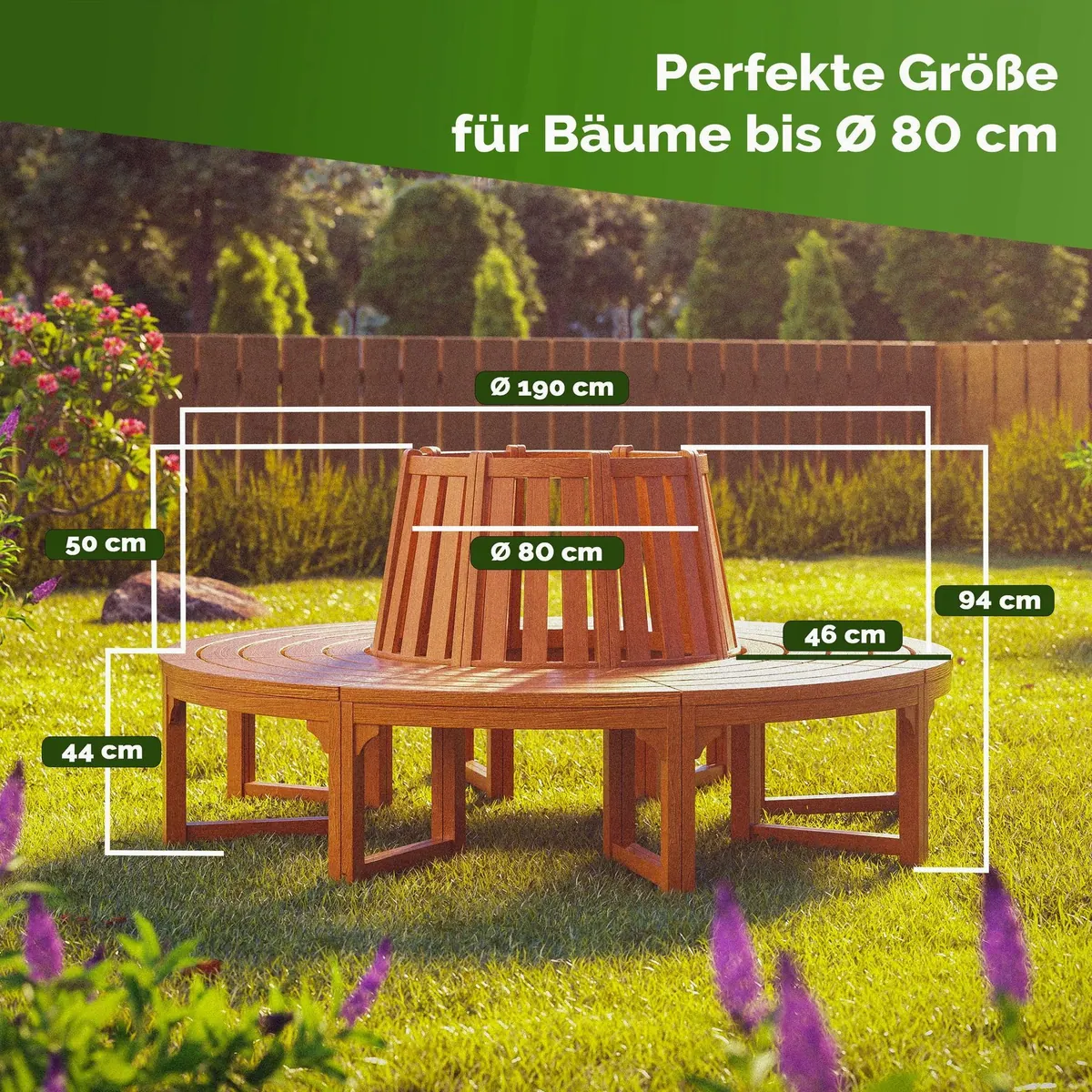 Casaria Baumbank, FSC-zertifiziertes Eukalyptus-Hartholz, wetterfest & langlebig 4
